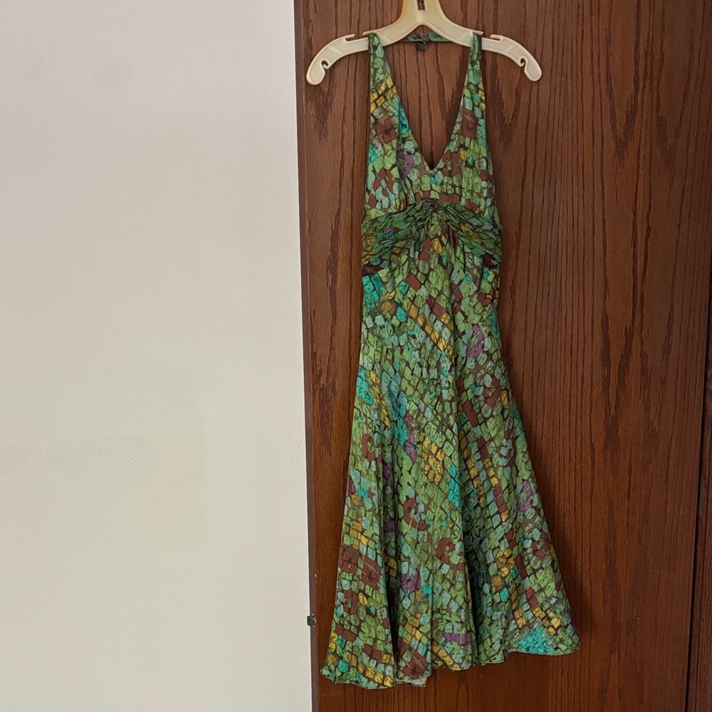 Jones New York Green Mosaic Backless Dress